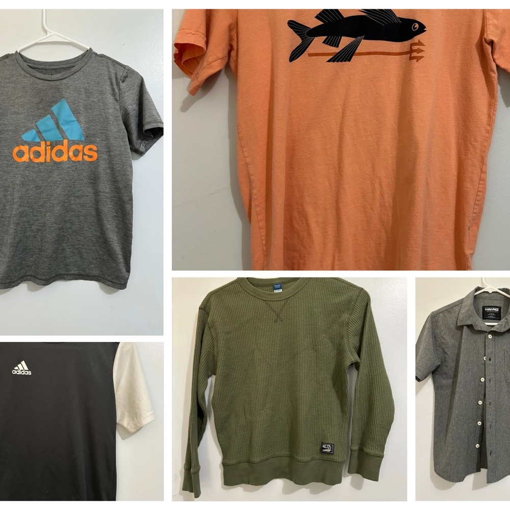 Boy size 12/14 shirt bundle -Patagonia Adidas Old Navy Tony Hawk
